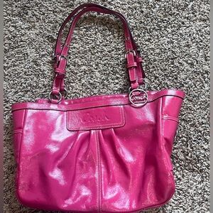 Pink Leather Coach tote bag